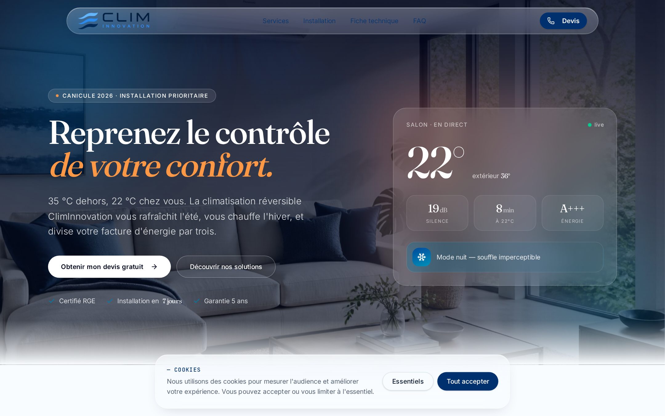 Site web Clim Innovation réalisé par Sameli Conseil
