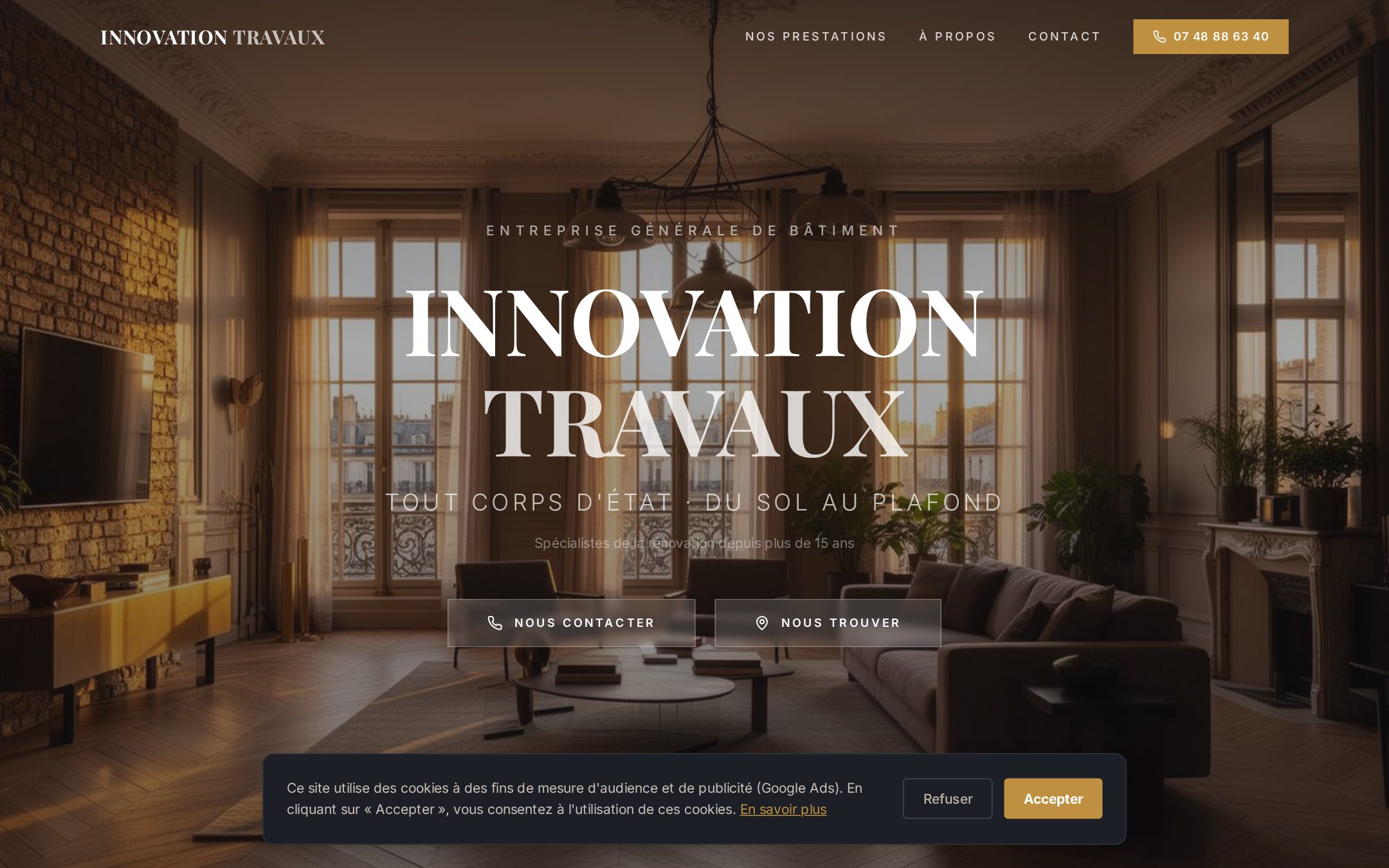 Site web Innovation Travaux réalisé par Sameli Conseil