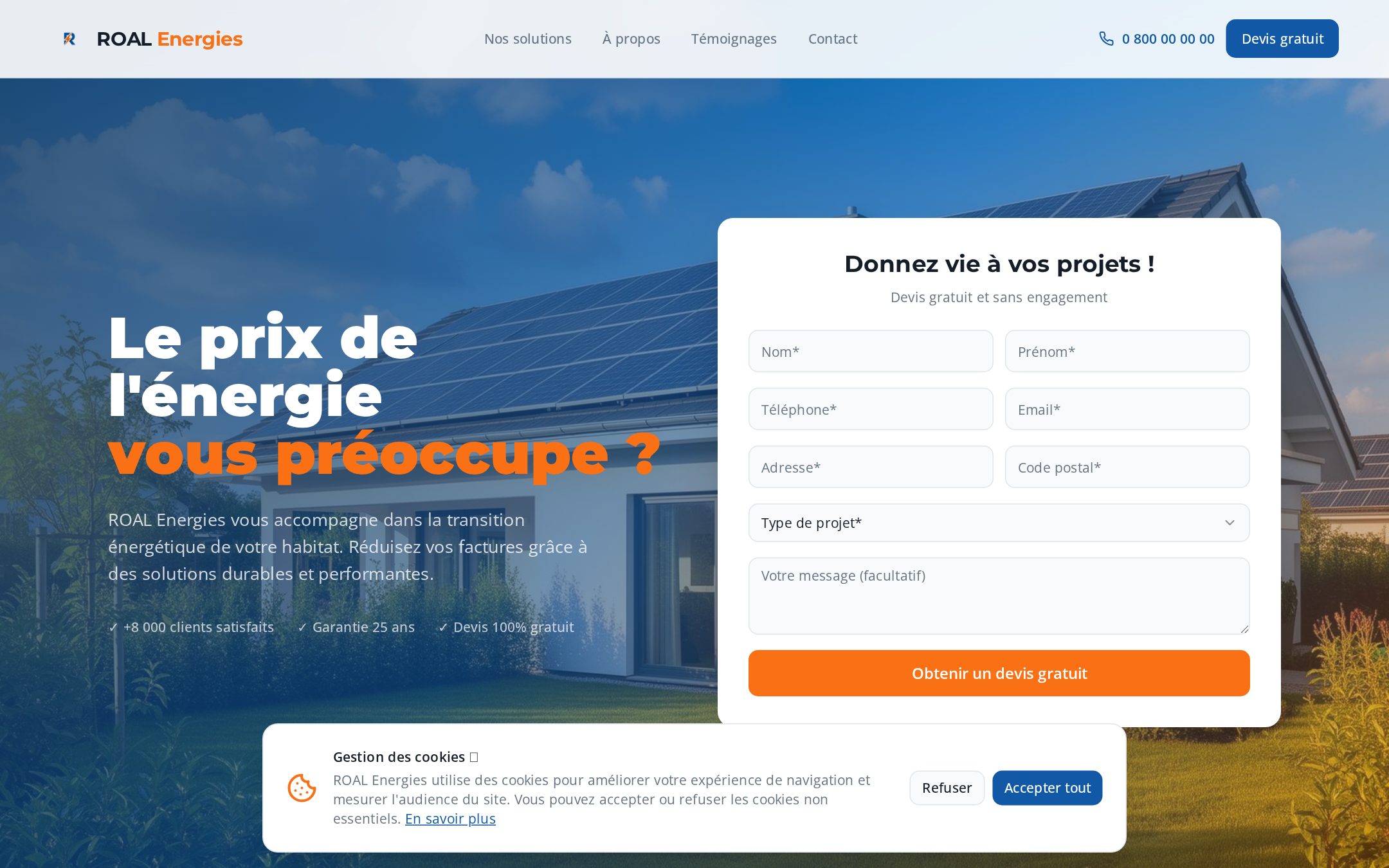 Site web Roal Énergies réalisé par Sameli Conseil
